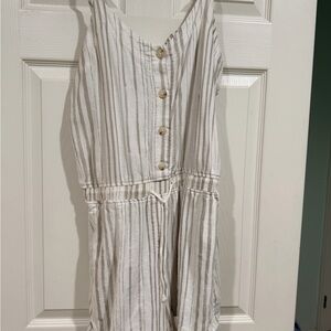 Splendid Striped Sedona Button-Down Romper- White and Gray